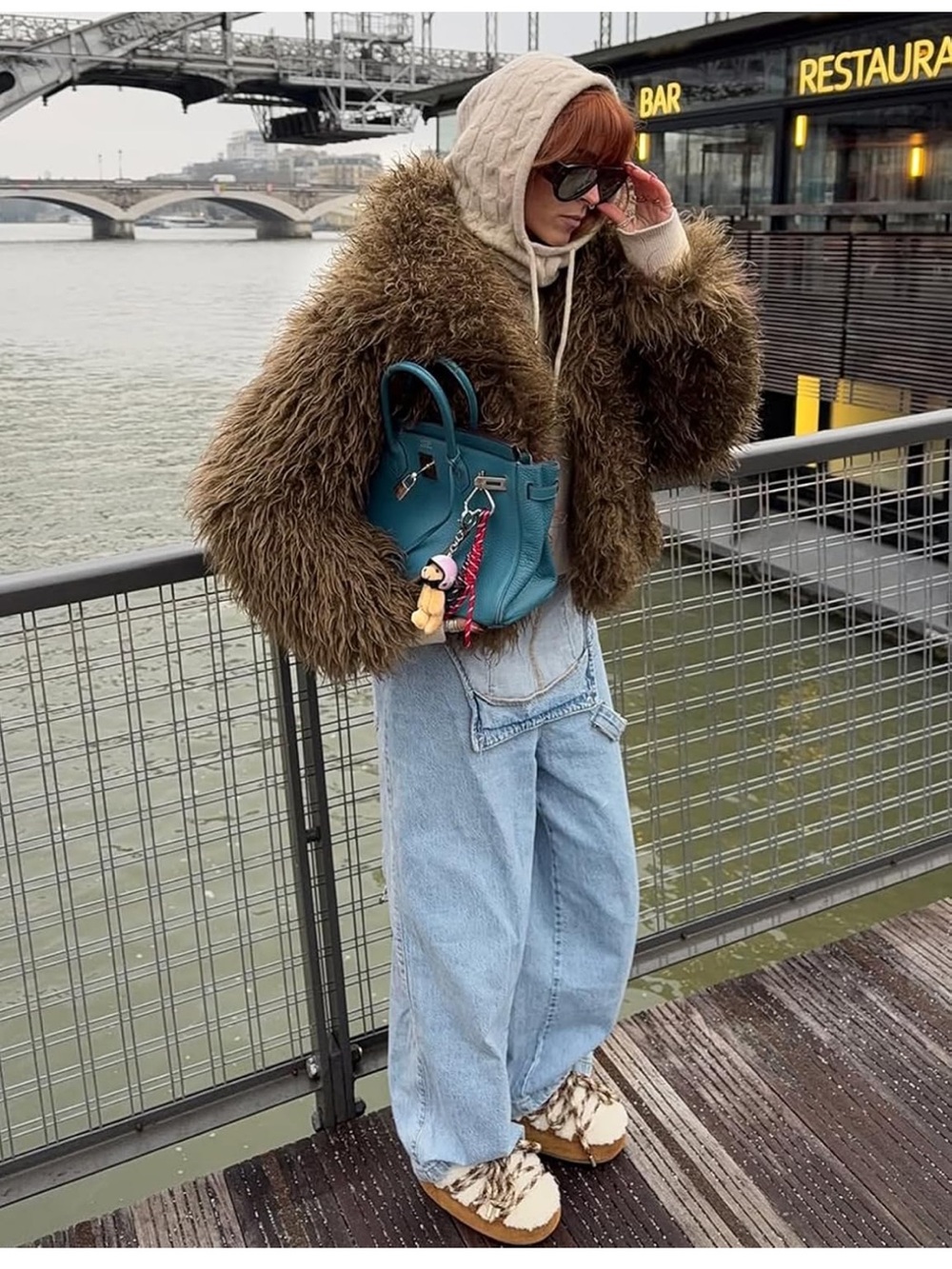 Faux Fur Cropped Coat - Olive Brown women blazer coat